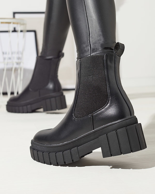 OUTLET Чорні жіночі черевики на товстій підошві Fazzati-Footwear