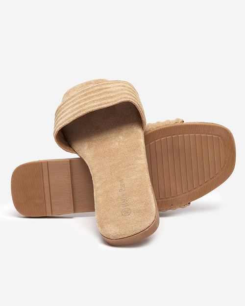 Світло-коричневі жіночі тапочки з еко-замші Malona - Взуття