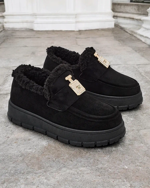 Чорні черевики Kalliope з платформою та хутром