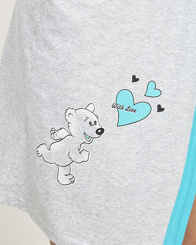 Šedý dámský župan s modrými vsadkami - Oblečení