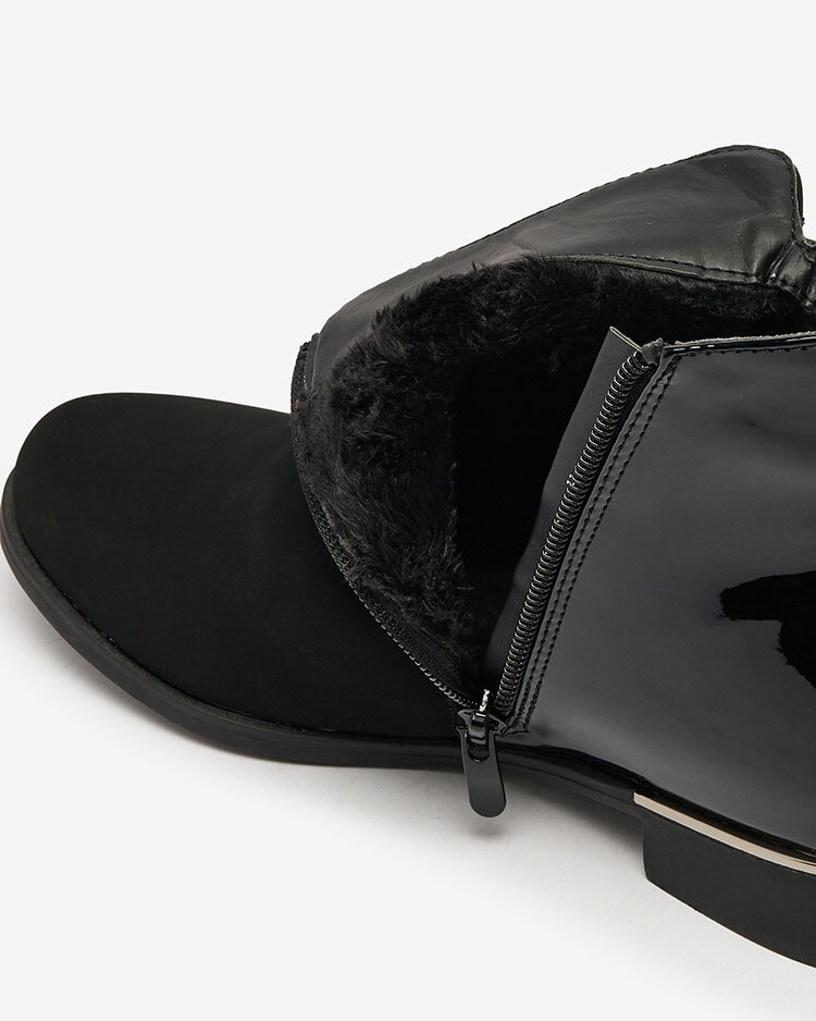 Royalfashion Černé dámské kozačky se zirkony Overlissa