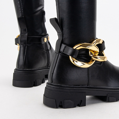 Чорні жіночі ботфорти на низькому ходу Mirumi