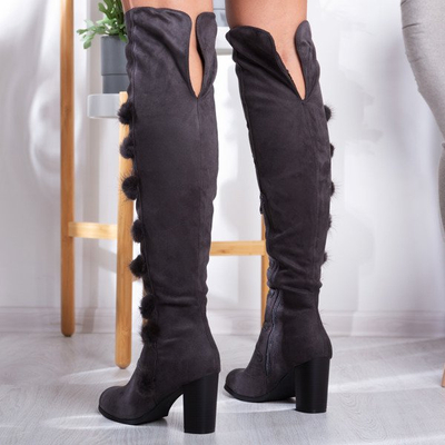 Šedé boty na vysokém sloupku Lovana - Obuv