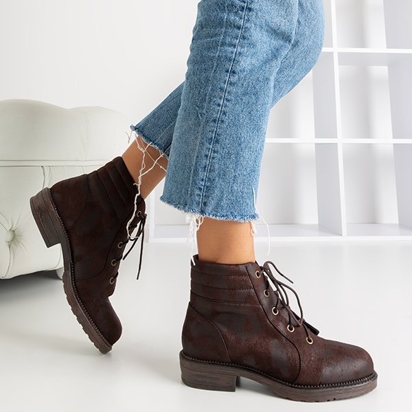 Темно-коричневі жіночі черевики з декоративними потертостями Tusyon