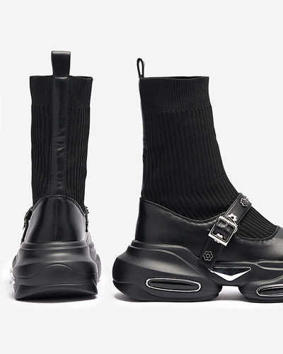 Чорні жіночі спортивні черевики з верхом а'ля носок Folden- Footwear