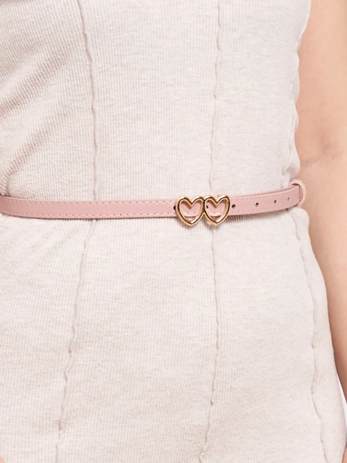Тонкий жіночий ремінь для штанів casual з пряжкою у формі сердечок