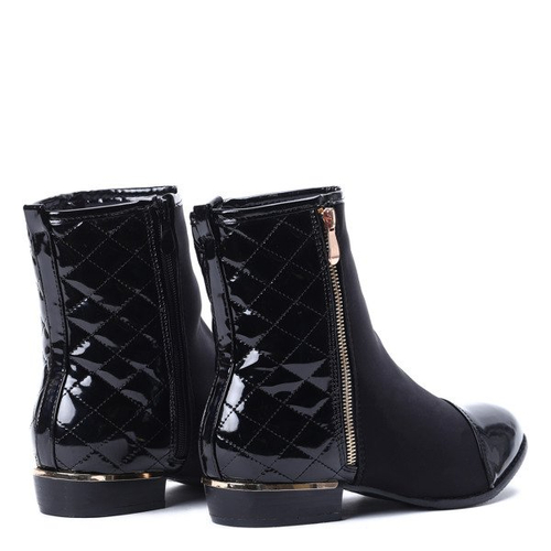 Czarne botki z pikowaniem - Obuwie