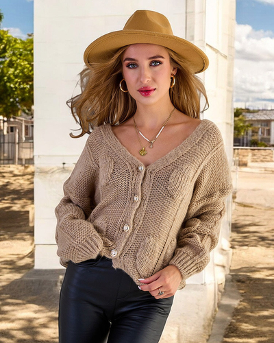 Royalfashion Dámský pletený svetr s knoflíky
