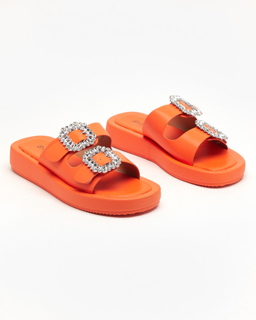 Помаранчеві жіночі шльопанці зі стразами Azazel