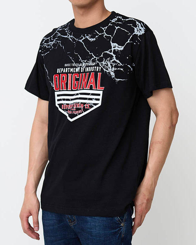 Pánské černé tričko s potiskem - Oblečení