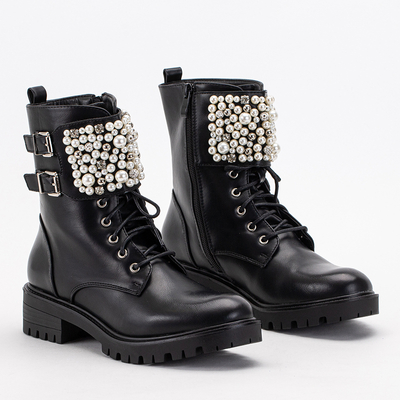 Black Mais Pearl Workery Booties - Obuv