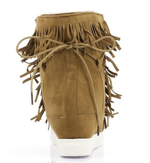 Sneakersy z frędzlami - kolor camel - Obuwie