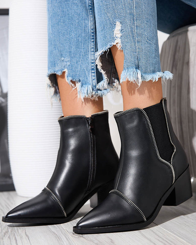 Černé dámské kozačky na sloupku Gallist - Obuv