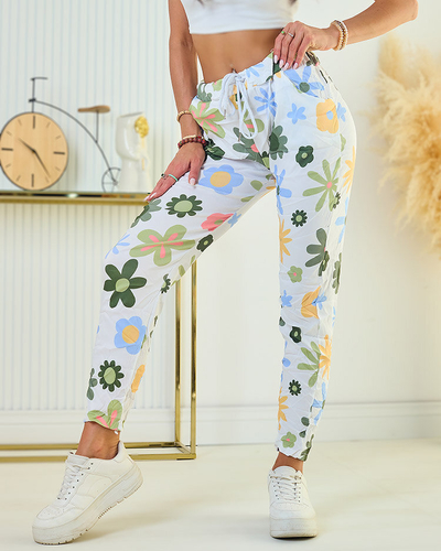Royalfashion Dámské kalhoty z květované látky