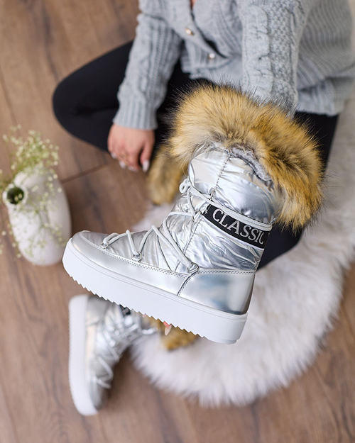 Royalfashion Сліпони сріблясті а-ля снігоступи жіночі Gomllo