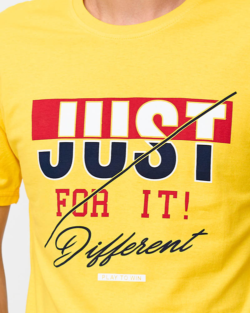 Жовта модна чоловіча футболка з принтом - Одяг