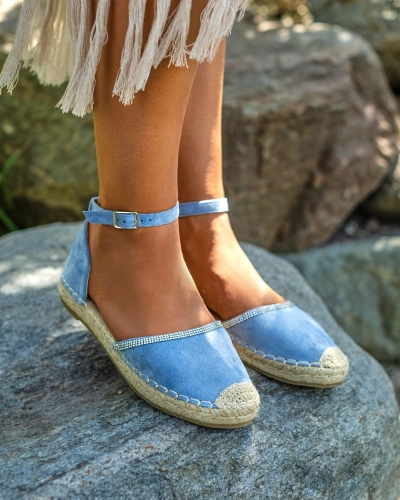 Royalfashion Dámské espadrilky se zirkony v modré barvě Rieta