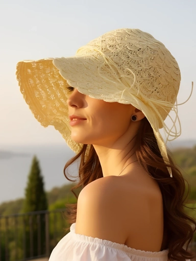 Royalfashion Dámský slaměný klobouk s půvabnou mašlí