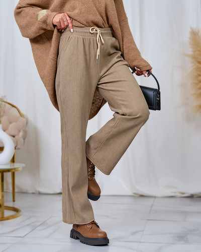 Royalfashion Dámské manšestrové kalhoty v khaki barvě