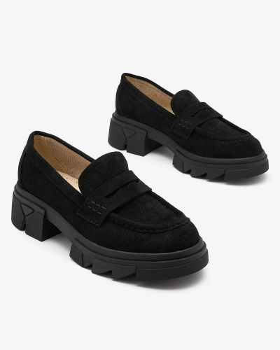 Royalfashion Černé dámské ažurové mokasíny Lace Glide