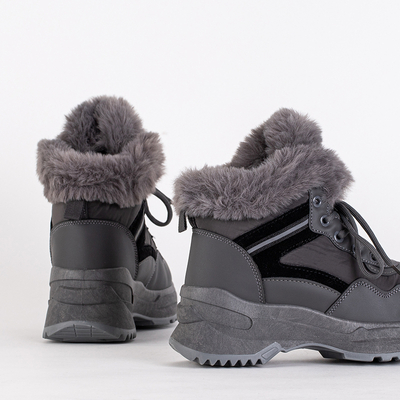 Dámské eko kožené sněhule šedé Qert- Obuv