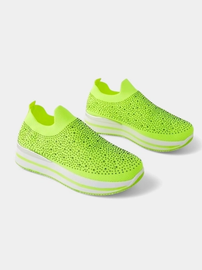 Royalfashion Dámské slip-on sportovní boty z textilu s kamínky Adeq