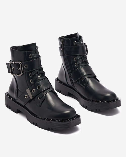 Чоботи жіночі чорні утеплені з орнаментом Erita - Взуття