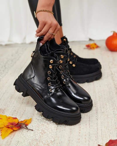 Royalfashion Černé dámské zateplené traperské boty Selori z ekokůže