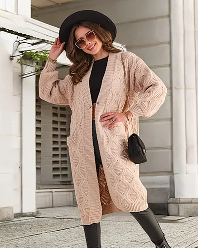 Royalfashion Pletený ženský pončový svetr