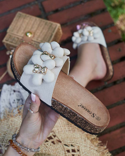Royalfashion Жіночі шльопанці з золотими ведмедиками та квітами Isaralle