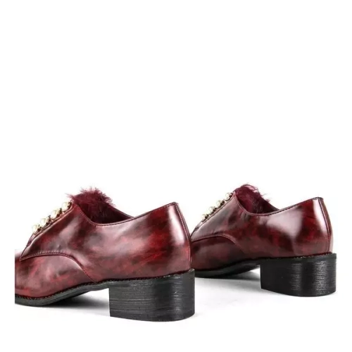 OUTLET Бордові низькі туфлі з перлами Nessi - Взуття