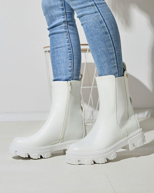 OUTLET Жіночі високі черевики білого кольору Vyvieva- Взуття
