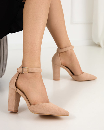 Бежеві жіночі босоніжки на каблуці Kinotia