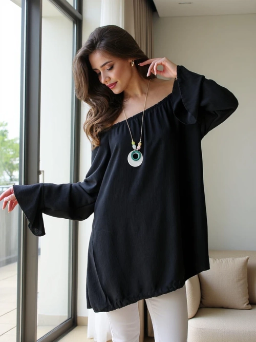 Блузка Royalfashion для жінок в іспанському стилі з рюшей