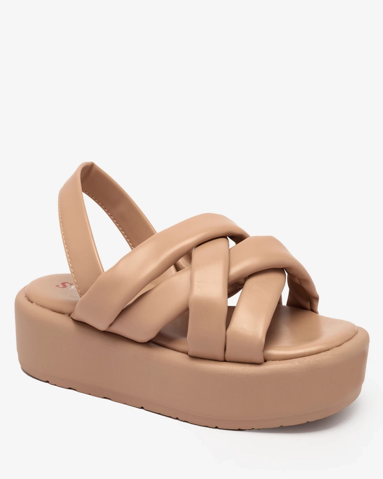 OUTLET Royalfashion Dámské sandály z ekokůže na platformě v barvě camel Iwenika