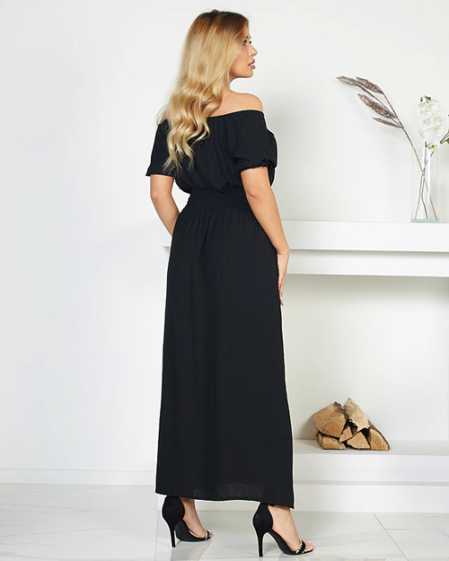 Чорна сукня максі з еластичною резинкою в талії