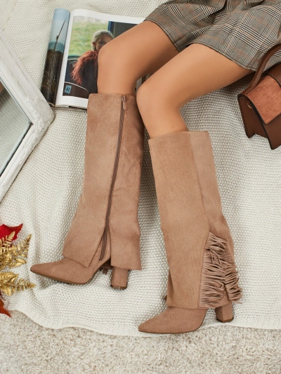 Dámské eko semišové kozačky s vrškem Rimolea