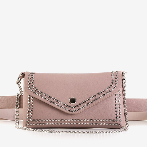 Рожева жіноча поясна сумка з оздобленням