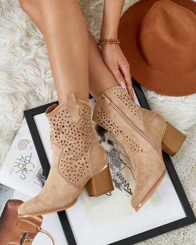 Royalfashion Dámské nízké prolamované kozačky Mozie