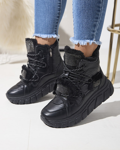 Černé sněhule z ekokůže se zirkony Armof - Obuv