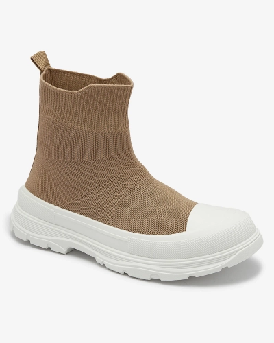 Světle hnědé dámské nazouvací vysoké sportovní boty a'la sneakers Vertiks - Obuv