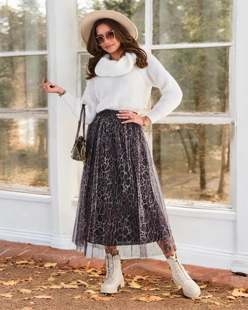 Реальна мода Патернова жіноча міді-спідниця з тюлю