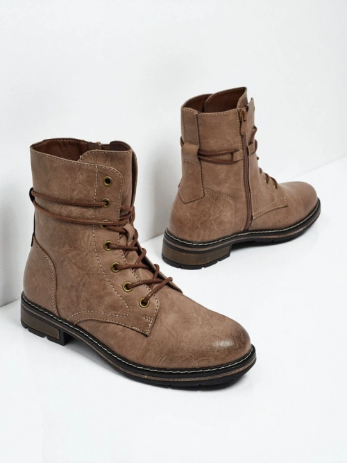 Еко шкіряні шнуровані жіночі ботфорти Ravonna