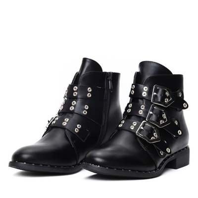 Czarne workery z trzema paskami Amaris- Obuwie