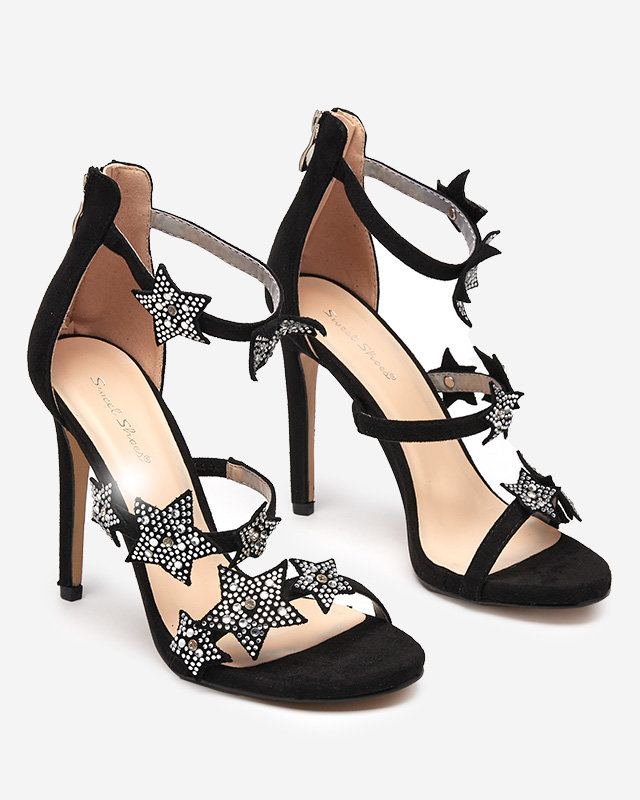 Royalfashion Černé dámské sandály na jehle s hvězdami Stareli