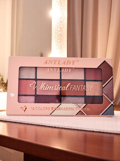 ANYLADY Paleta 12 očních stínů s třpytivým a matným efektem Champagne Ruby Glamour