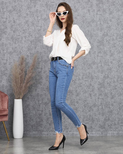 Сині жіночі джинси-дудочки пуш ап - Одяг