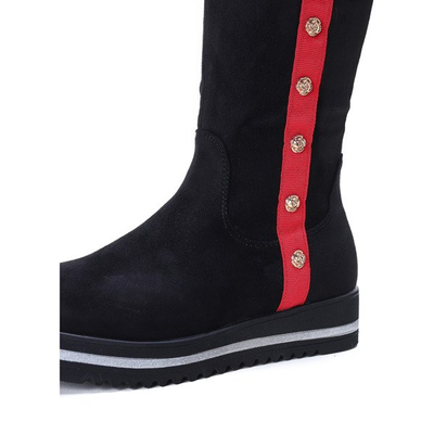 Czarne kozaki na platformie An - Obuwie