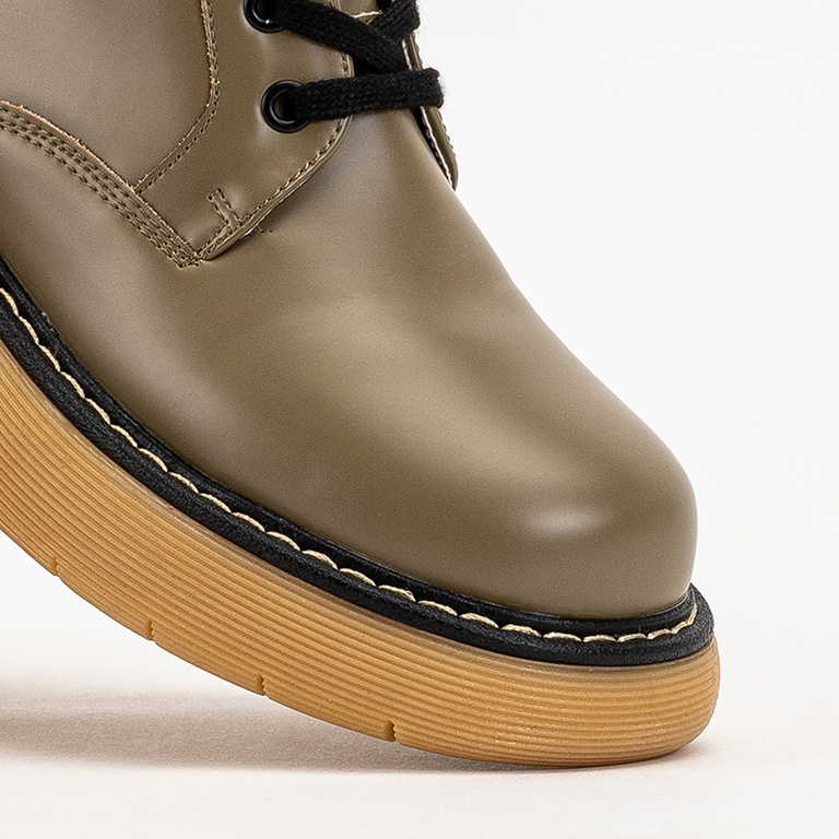 Khaki matné dámské kozačky od Renss - Footwear