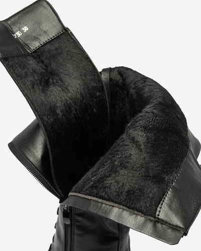 Royalfashion Жіночі чоботи на шнурівці до коліна чорного кольору Geiotta